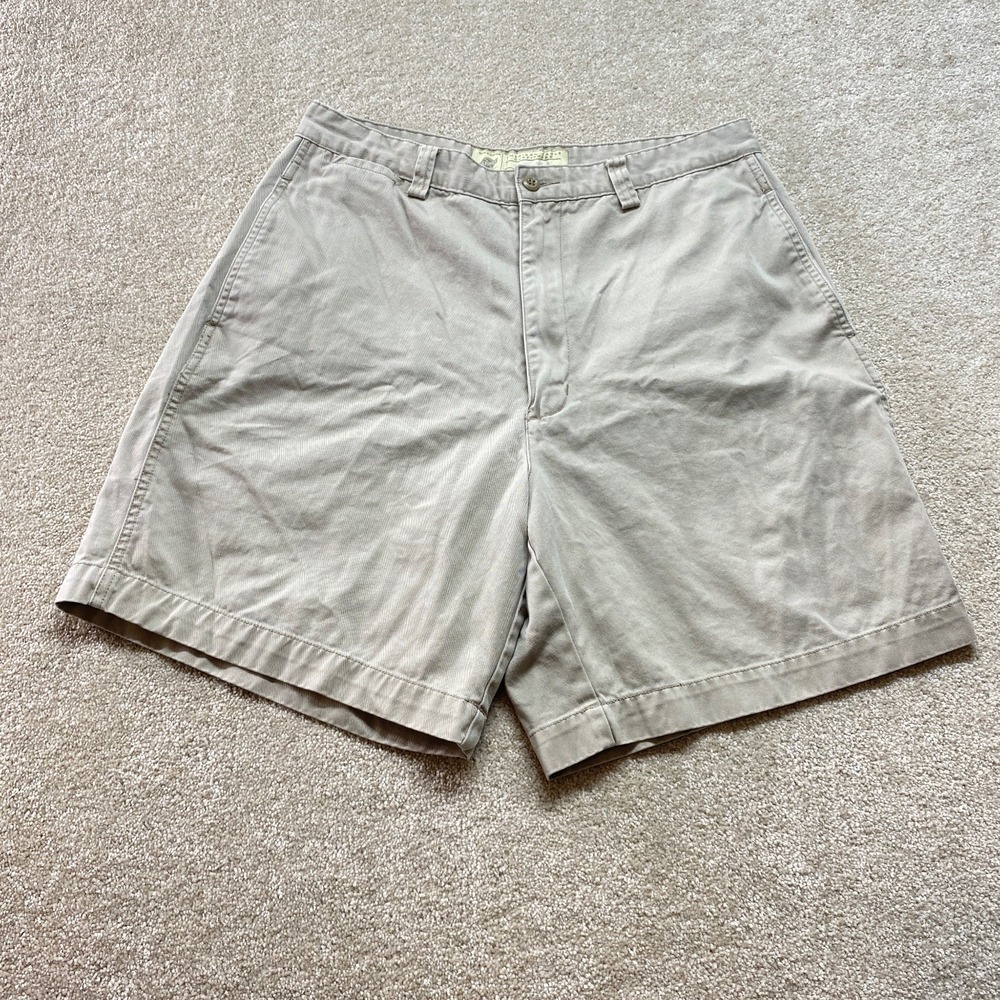American Eagle Khaki Shorts Mens 33 Tan Plain Front Cotton Twill Casual